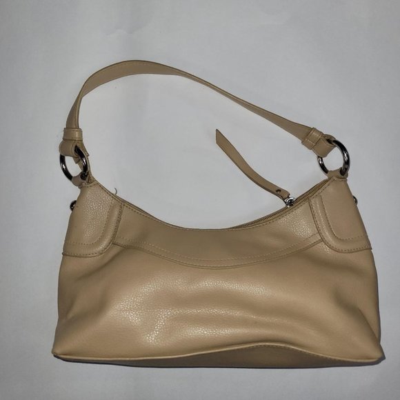 ANA -A New Approach Pebble Handbag Tan Silver Trim - Picture 2 of 8